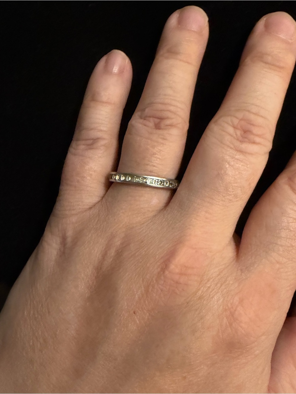 Vintage sterling Channel-Set Clear Stone Eternity Ring